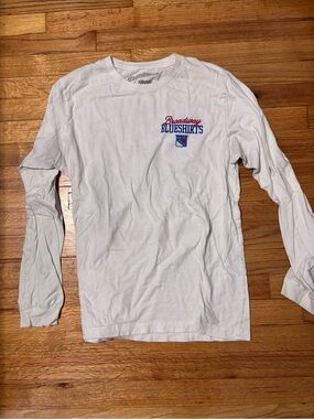 Broadway Blueshirts Long-Sleeve Crew Tee in White
